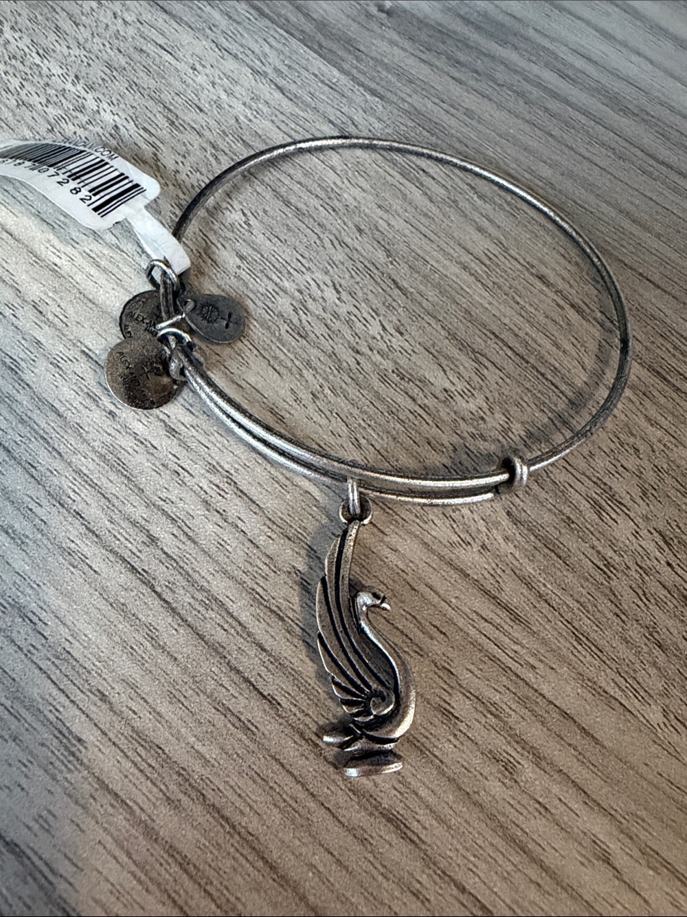 Alex and Ani Silver Swan Charm Bangle - Silver Tone